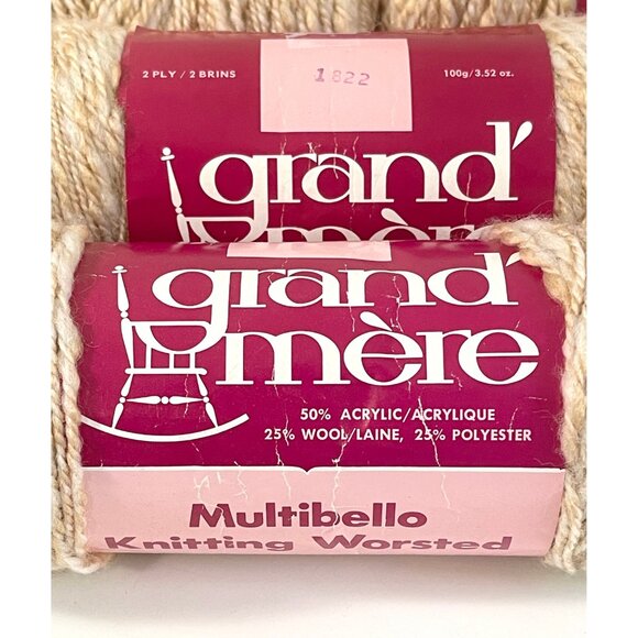 Grand'Mere Beige Marbled 2 Ply Multibello Knitting Worsted ~ 6 Skein Lot - Picture 5 of 10